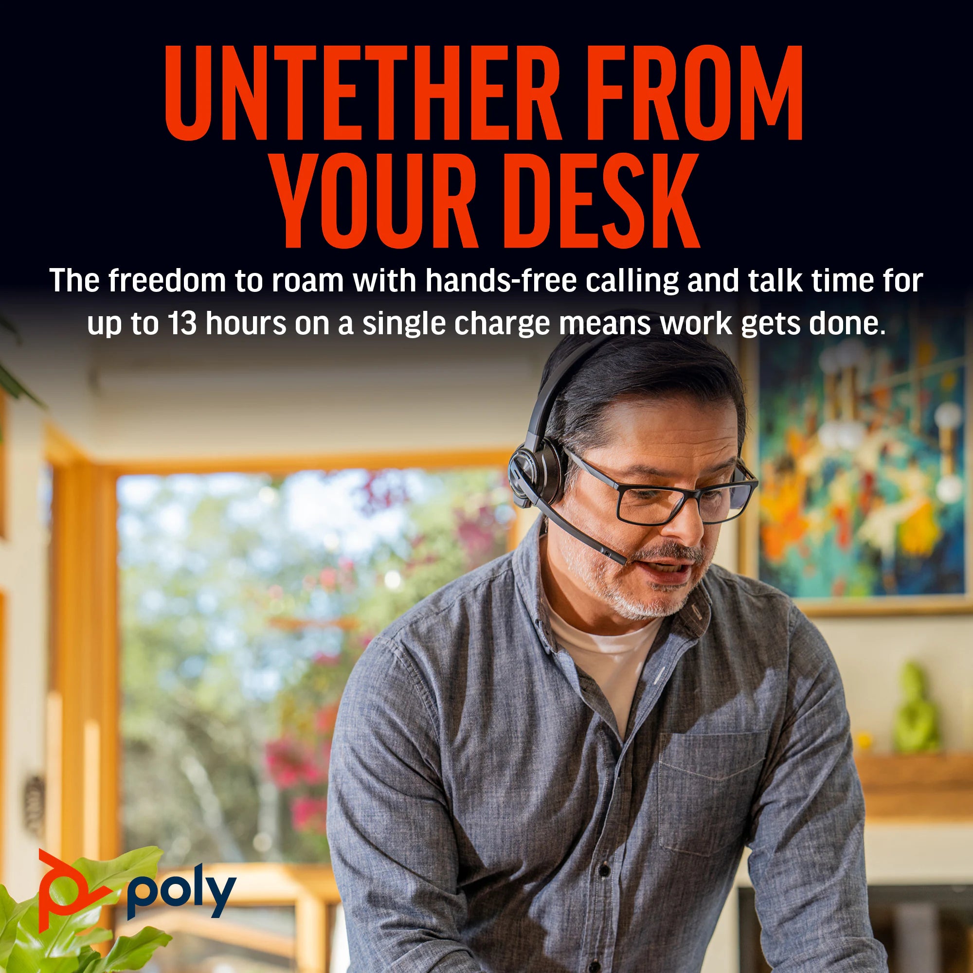 Poly Savi 8410 Office DECT Headset: Clear Calls, All-Day Comfort, Phone-Mobile-PC Connectivity