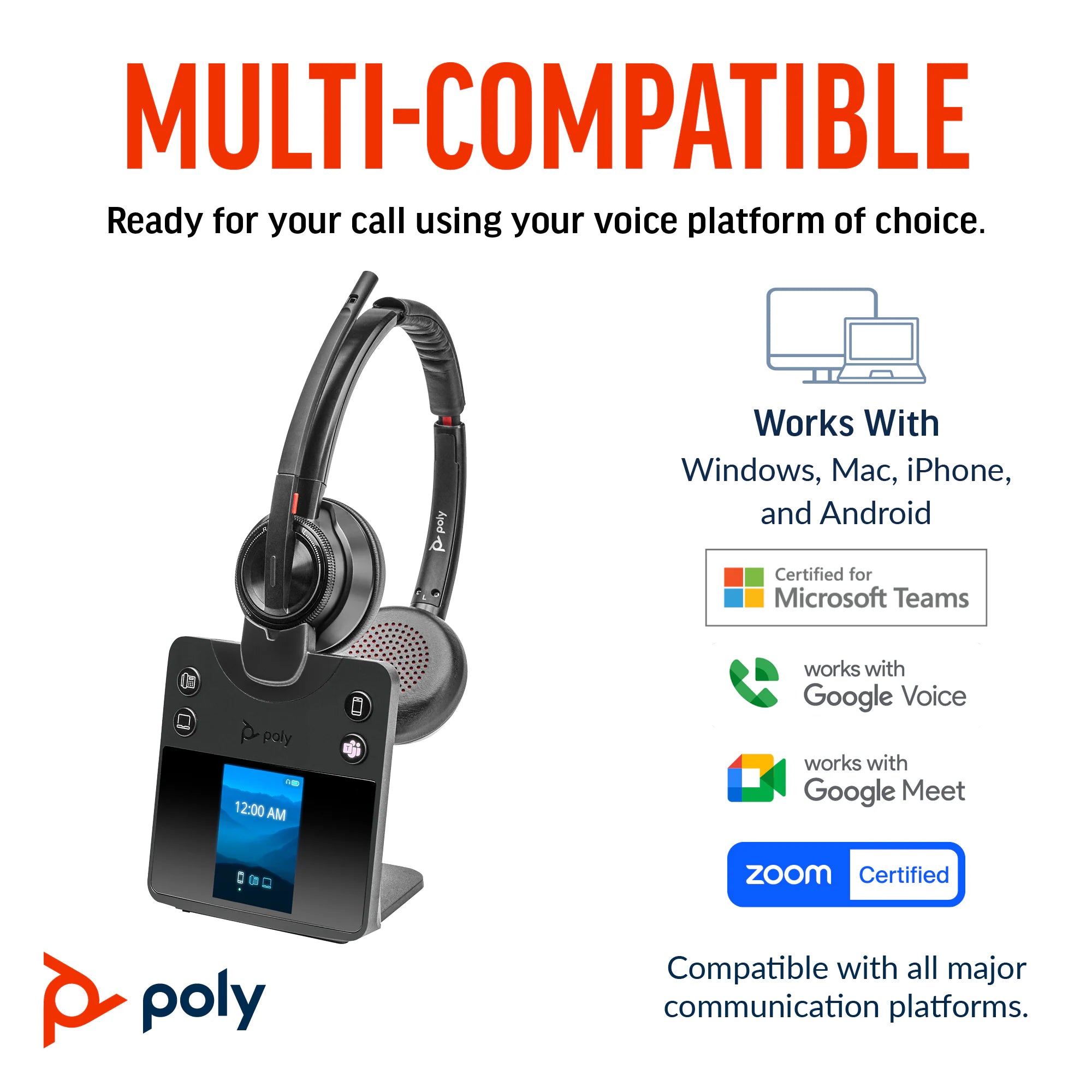 Poly Savi 8410 Office DECT Headset: Clear Calls, All-Day Comfort, Phone-Mobile-PC Connectivity