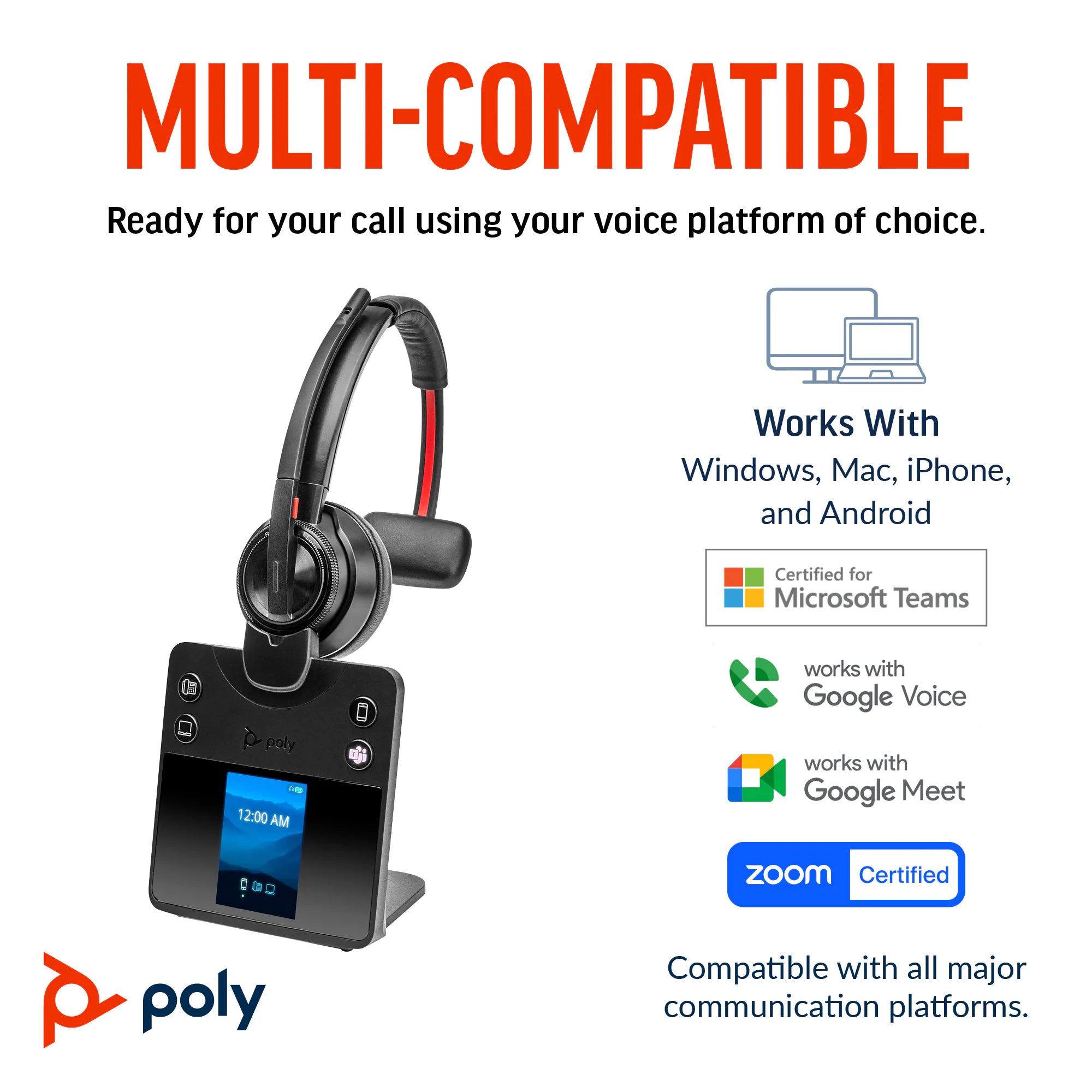 Poly Savi 8410 Office DECT Headset: Clear Calls, All-Day Comfort, Phone-Mobile-PC Connectivity