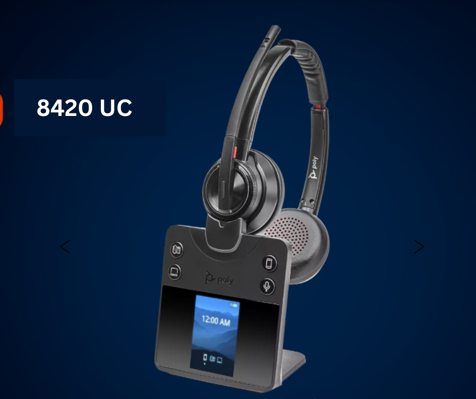 Poly Savi 8420: Long Range Wireless DECT Headset with Noise Cancelling for Desk, Computer, and Mobile