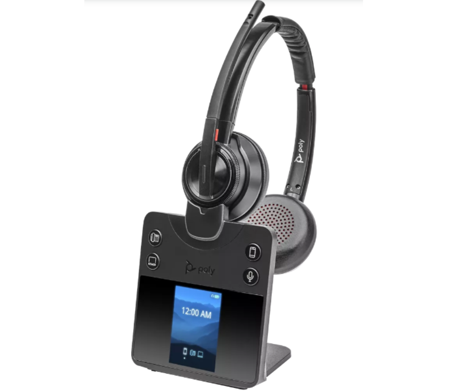 Poly Savi 8420: Long Range Wireless DECT Headset with Noise Cancelling for Desk, Computer, and Mobile