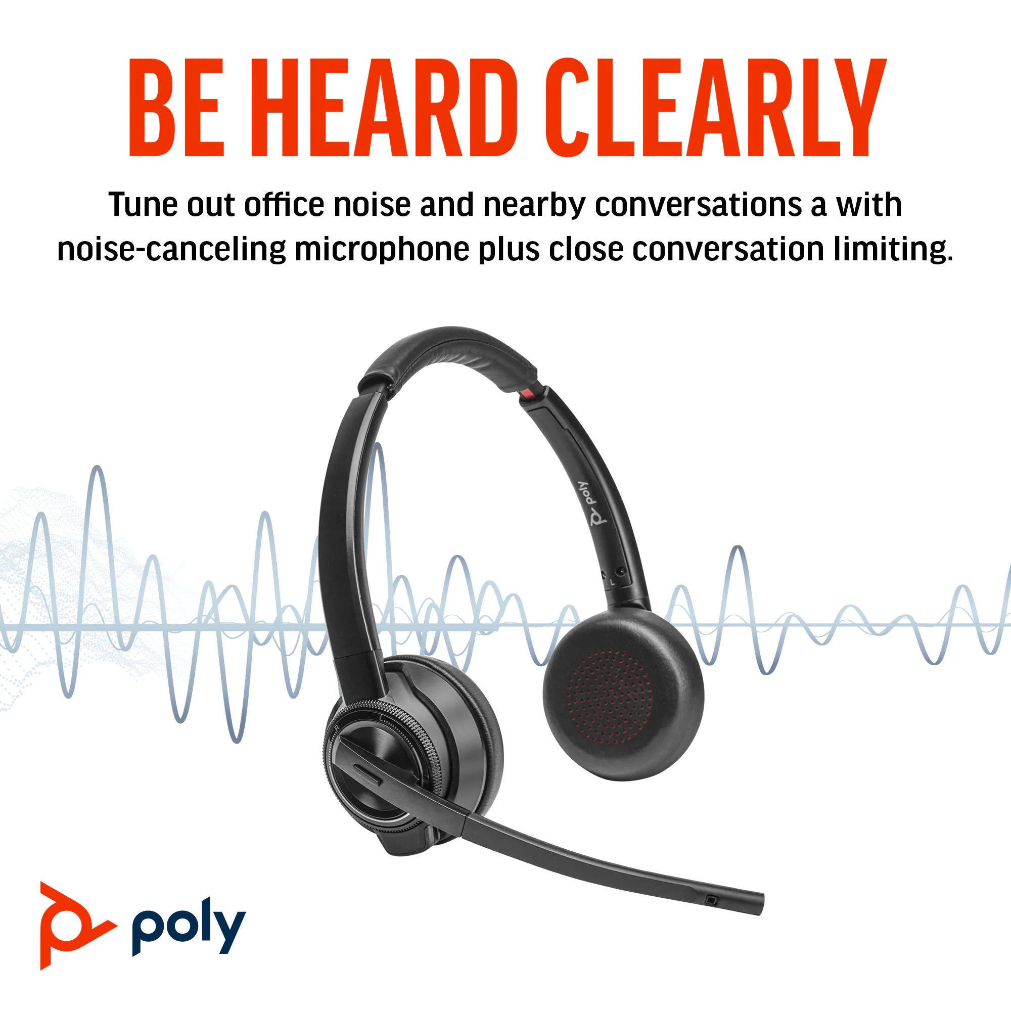 Poly Savi 8420: Long Range Wireless DECT Headset with Noise Cancelling for Desk, Computer, and Mobile