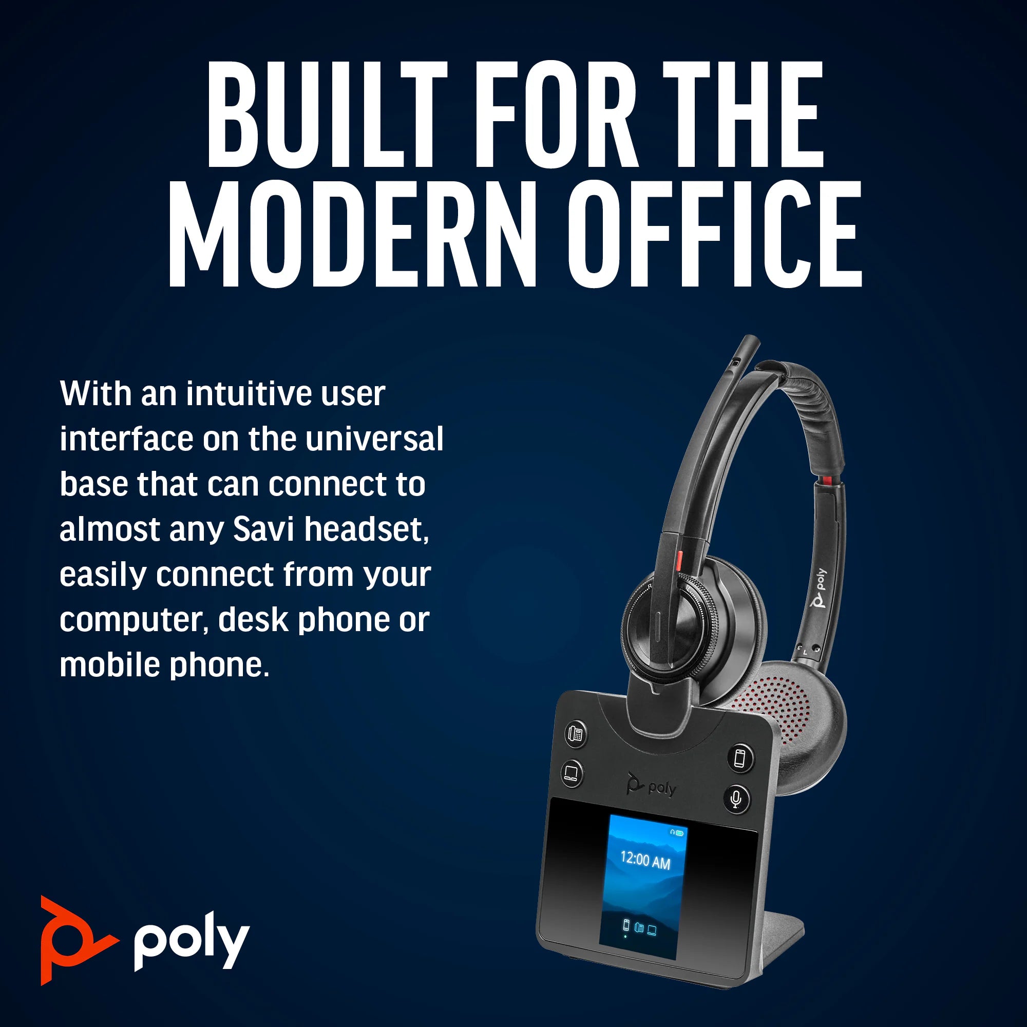 Poly Savi 8420: Long Range Wireless DECT Headset with Noise Cancelling for Desk, Computer, and Mobile