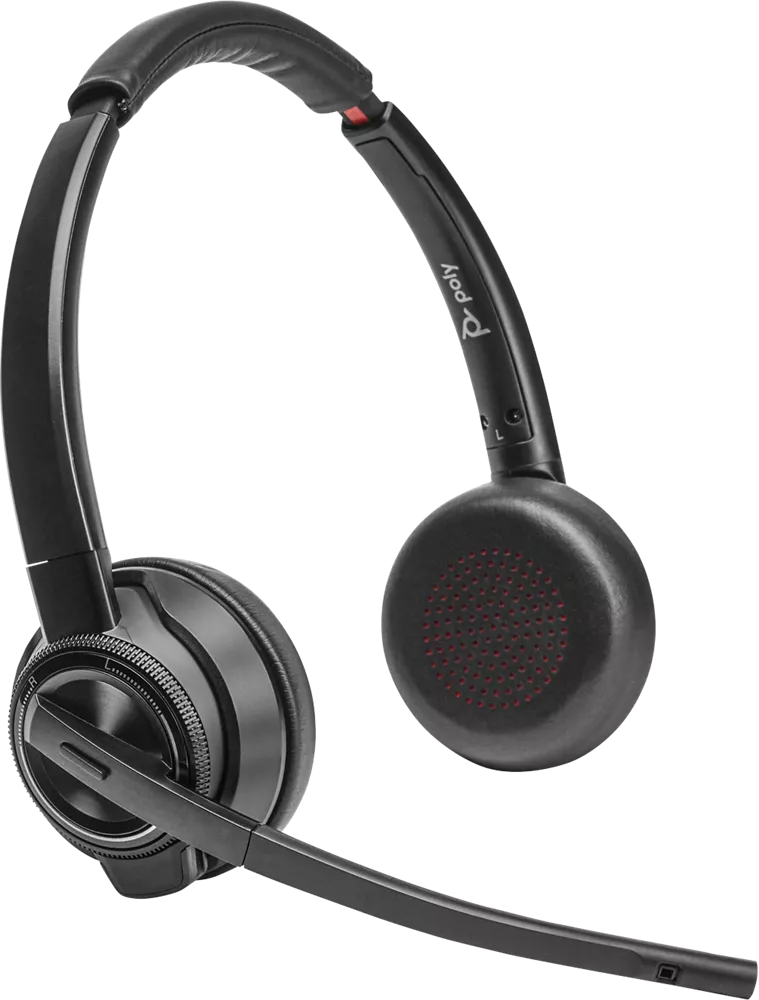 Poly Savi 8420: Long Range Wireless DECT Headset with Noise Cancelling for Desk, Computer, and Mobile