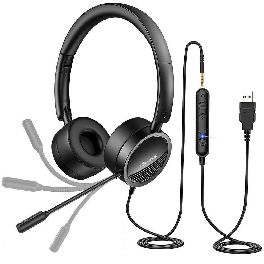 Discover D312U Dual Speaker USB + 3.5mm Wired Headset - Cratzesl