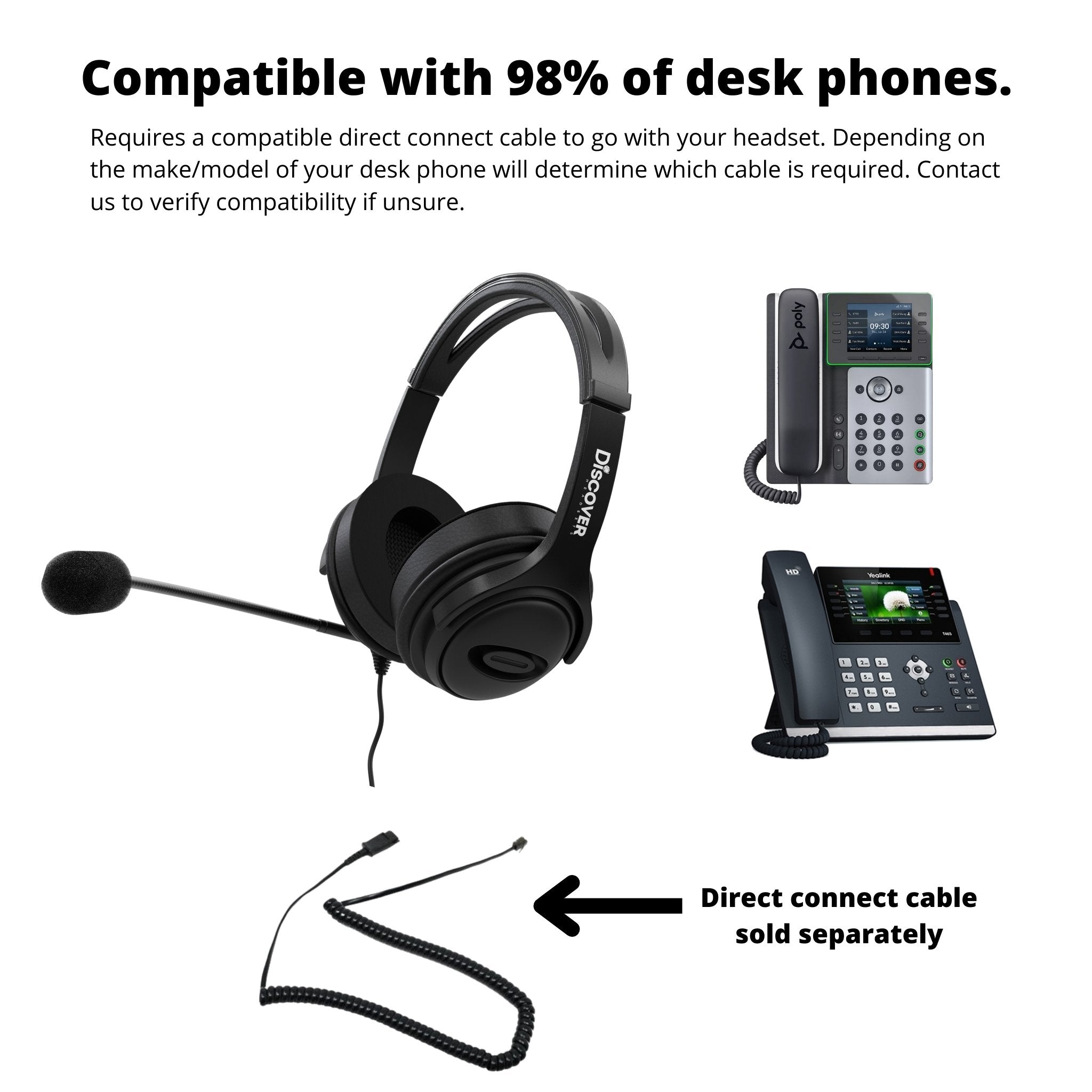Discover D722 Quick Disconnect Noise Cancelling Wired Headset - Cratzesl