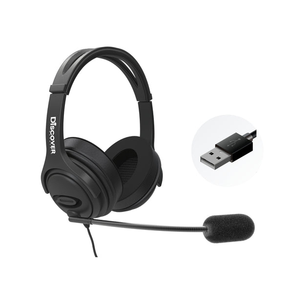 Discover D722U Over-Ear Noise Cancelling USB Wired Headset For Computer (Boomstick) - Cratzesl