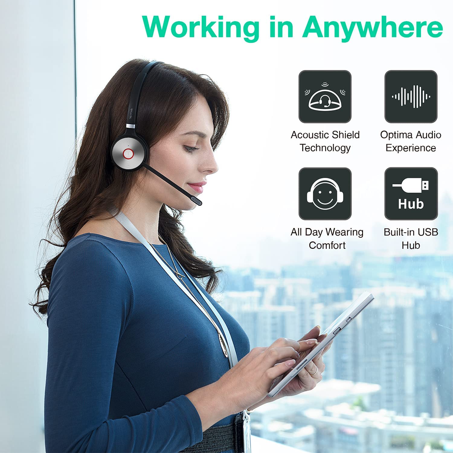 Yealink WH66 Dual Speaker DECT Wireless Office Headset System - Cratzesl
